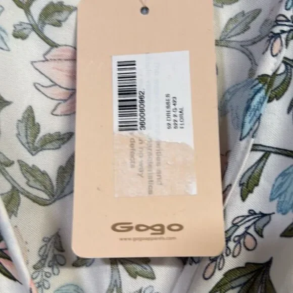 NWT GOGO Time To Bloom Floral White Cap Sleeve Midi Dress Ruched Tiered - Picture 5 of 9